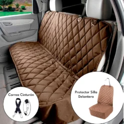Combo protector silla de carro trasera + delantera café