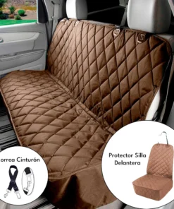 Combo protector silla de carro trasera + delantera café
