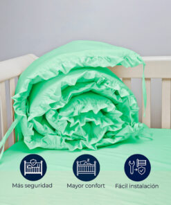 Bumper para cuna verde con boleros