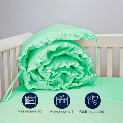 Bumper para cuna con boleros verde Casa LiLe