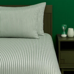 Juego de Duvet Catiónico Verde Raya Delgada