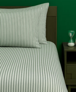 Juego de Duvet Catiónico Verde Raya Delgada