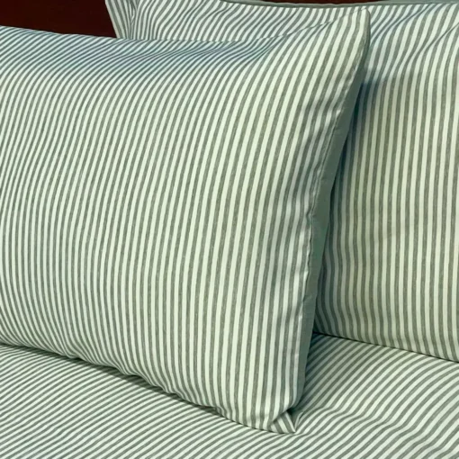 Juego de Duvet Cati nico Verde Raya Delgada Casa LiLe