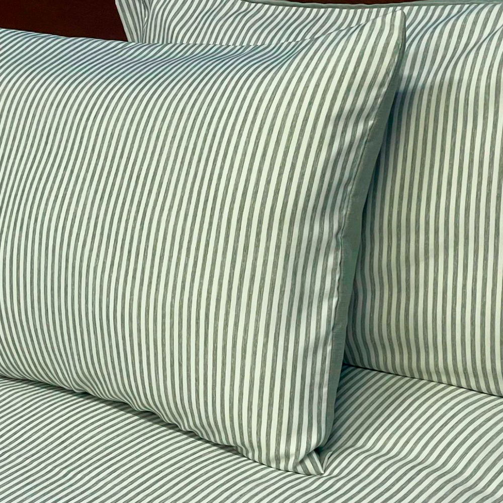 Juego de Duvet Catiónico Verde Raya Delgada - Imagen 3