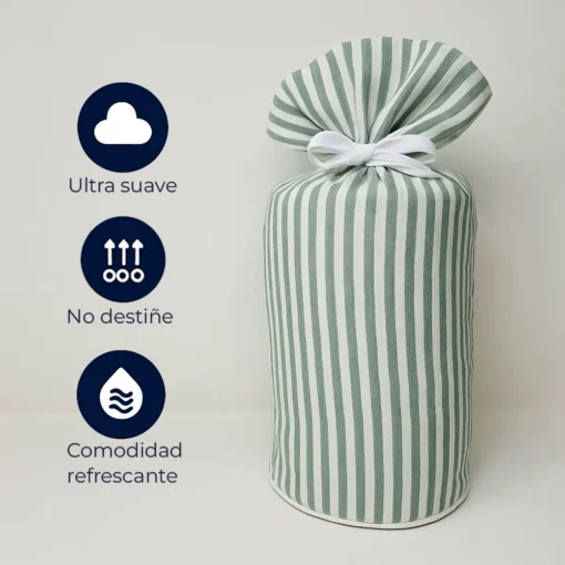 Juego de Duvet Cati nico Verde Raya Delgada Casa LiLe