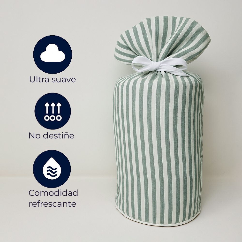 Juego de Duvet Catiónico Verde Raya Delgada - Imagen 4