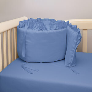 Bumper para cuna azul con boleros