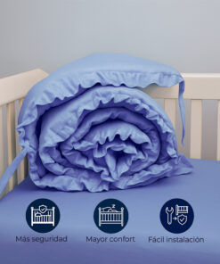 Bumper para cuna azul con boleros