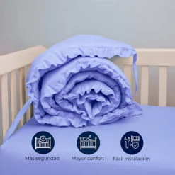 Bumper para cuna azul con boleros Casa LiLe