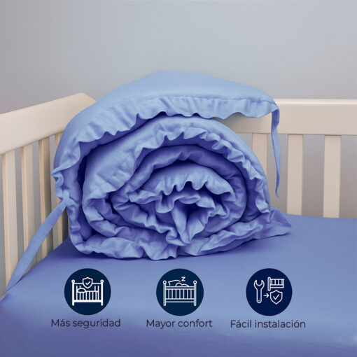 Bumper para cuna azul con boleros