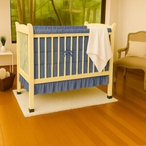 Bumper para cuna azul con boleros