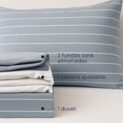 Alternative view of Juego de Duvet Jacquard Azul Línea