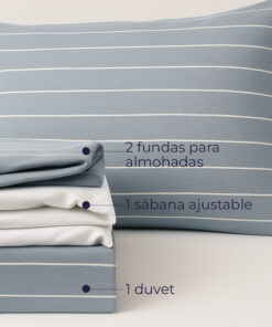 Alternative view of Juego de Duvet Jacquard Azul Línea