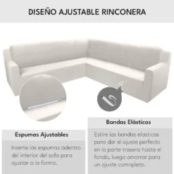 Alternative view of Funda ajustable para rinconera beige