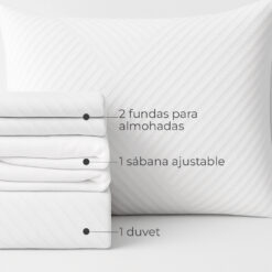 Alternative view of Juego de Duvet Jacquard Blanco Rayas