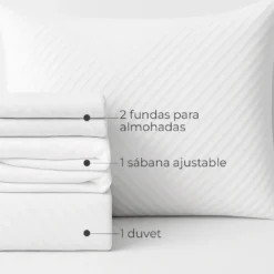 Juego de Duvet Jacquard Blanco Rayas Casa LiLe