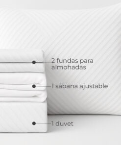 Alternative view of Juego de Duvet Jacquard Blanco Rayas