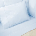 Juego de sábanas azul con bordado para cunas