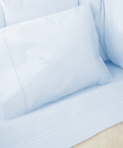 Juego de sábanas azul cielo con bordado para cunas