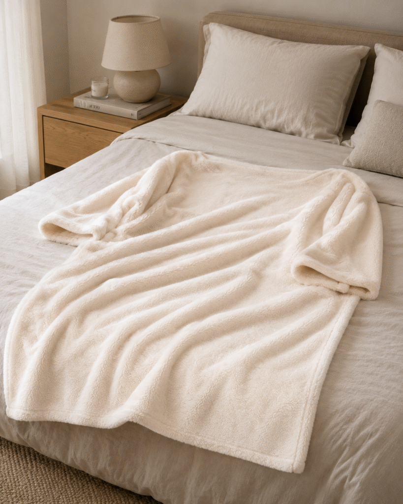 Cobija con Mangas Beige Piel de Conejo