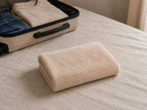 Cobija Viajera Beige Piel de Conejo Sintético Tipo B (Con Imperfecciones)