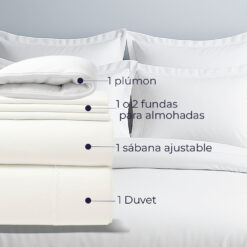 Alternative view of Combo Juego de Duvet en Algodón 600 Hilos + Plumón Blanco