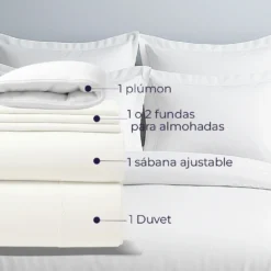 Combo Juego de Duvet en Algod n 200 Hilos + Plum n Blanco Casa LiLe
