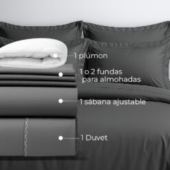 Alternative view of Combo Juego de Duvet en Algodón 400 Hilos Gris + Plumón