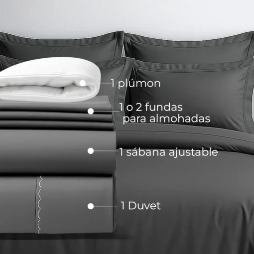Combo Juego de Duvet en Algod n 400 Hilos Gris + Plum n Casa LiLe