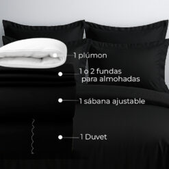 Alternative view of Combo Juego de Duvet en Algodón 400 Hilos Negro + Plumón