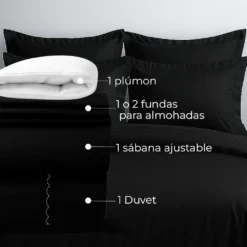 Combo Juego de Duvet en Algod n 400 Hilos Negro + Plum n Casa LiLe