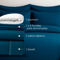 Alternative view of Combo Juego de Duvet 300 hilos Azul Petróleo + Plumón