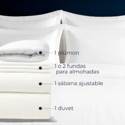 Combo Juego de Duvet 300 hilos Blanco + Plum n Casa LiLe