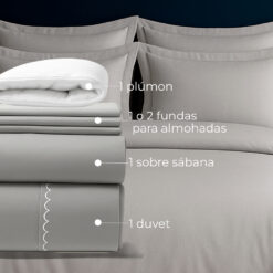 Alternative view of Combo Juego de Duvet 300 hilos Gris Claro + Plumón