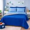 Combo Fresh Infantil Azul Rey/Gris Juego de S banas Azul Cielo Embosadas + Cubrelecho Infantil Azul Rey/Gris Casa LiLe