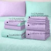 Combo Fresh Infantil Lila/Verde Menta Juego de S banas Lila Embosadas + Cubrelecho Infantil Lila/Verde Menta Casa LiLe