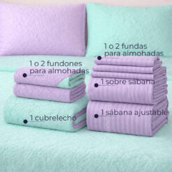 Alternative view of Combo Fresh Infantil Lila/Verde Menta – Juego de Sábanas Lila Embosadas + Cubrelecho Infantil Lila/Verde Menta