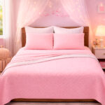 Combo Fresh Infantil Rosado/Blanco – Juego de Sábanas Rosado Embosadas + Cubrelecho Infantil Rosado/Blanco