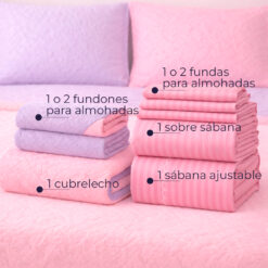 Alternative view of Combo Fresh Infantil Rosado/Lila– Juego de Sábanas Rosado Embosadas + Cubrelecho Infantil Rosado/Lila