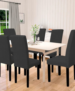 Alternative view of Protector para silla gris de comedor impermeable