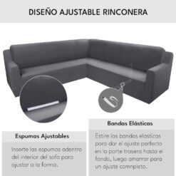 Alternative view of Funda ajustable para rinconera gris