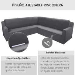 Funda ajustable para rinconera gris Casa LiLe