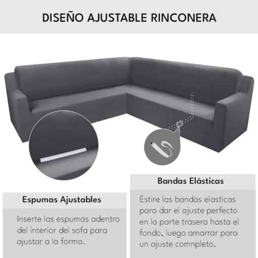 Funda ajustable para rinconera gris Casa LiLe