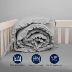 Bumper para cuna gris con boleros