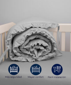 Bumper para cuna gris con boleros