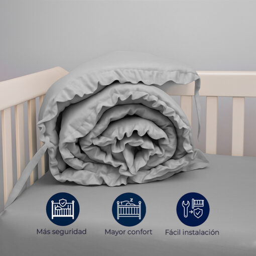 Bumper para cuna gris con boleros