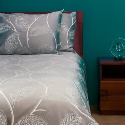 Juego de Duvet Jacquard Gris Hojas