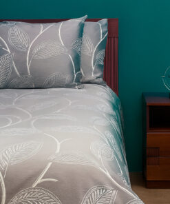 Juego de Duvet Jacquard Gris Hojas