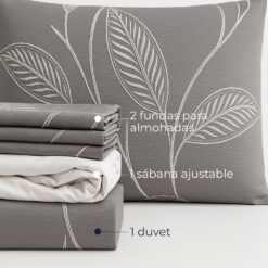 Alternative view of Juego de Duvet Jacquard Gris Hojas