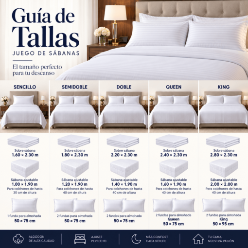guia de tallas sabanas lile